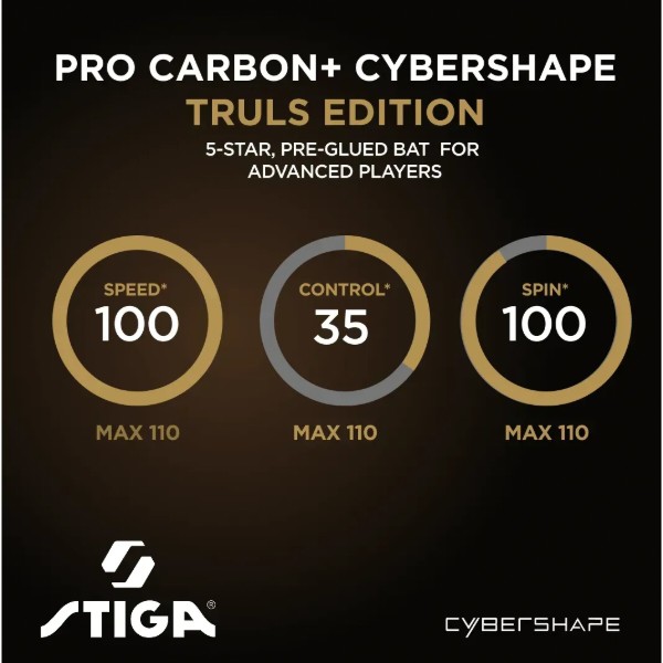 Фото - Ракетка для настільного тенісу Stiga Pro Carbon Plus Cybershape Truls Edition 5 Star FL (1215-1306-35)